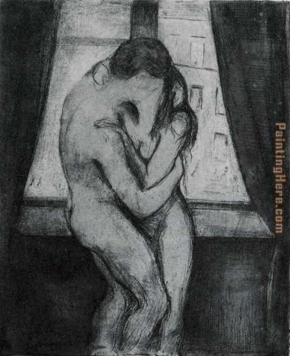 The Kiss 1895 painting - Edvard Munch The Kiss 1895 art painting